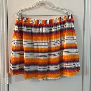 French Connection Orange Gray Striped Skirt | L NWT